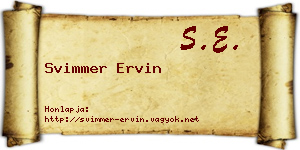 Svimmer Ervin névjegykártya